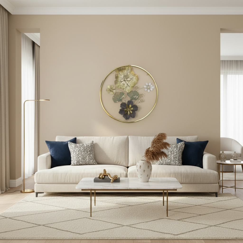 Golden Metallic Round 3d Flowers Wall Décor