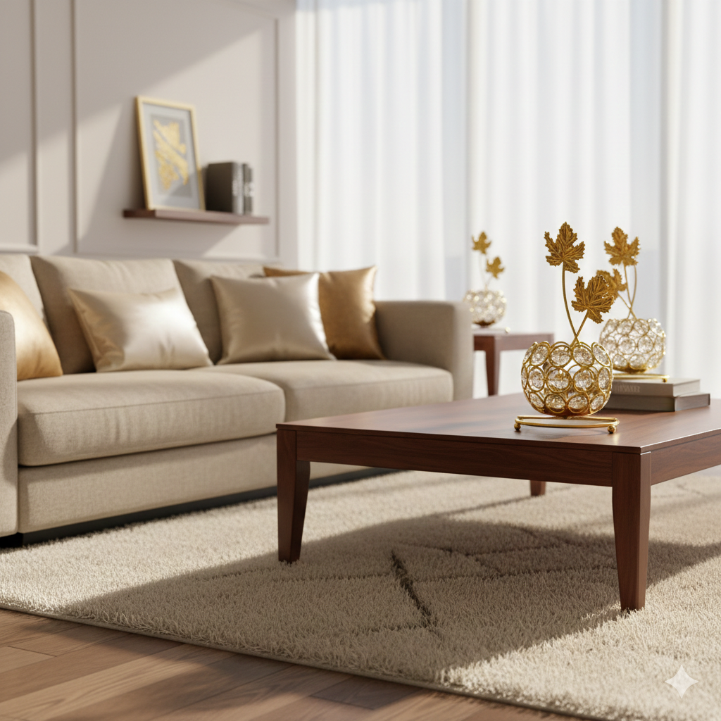 Golden Crystal Beaded Candle Holder (with LED Candle)