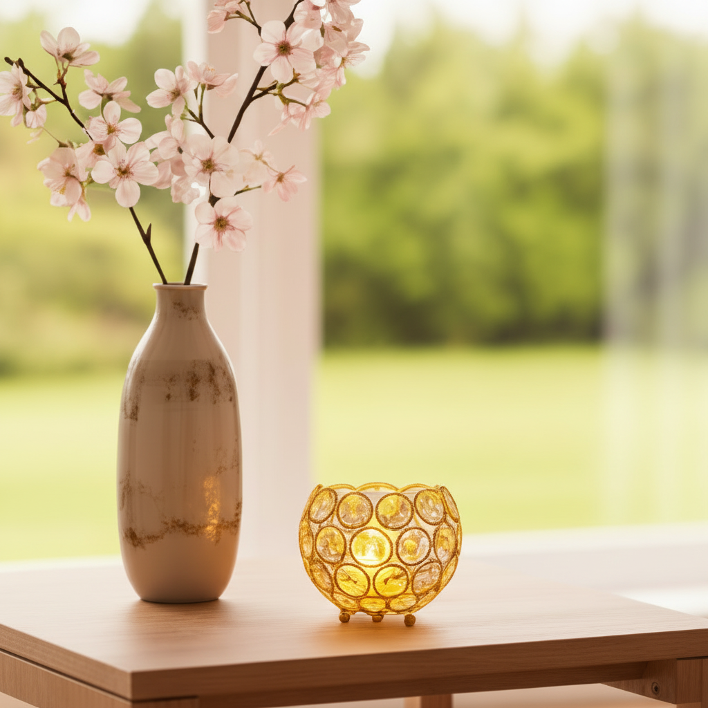 Crystal Candle Holder with Flameless Candle