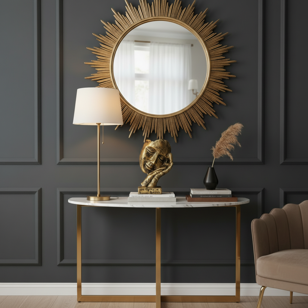 Golden-Black Vintage look Silent Face Sculpture with Hand on Ear & Cheek