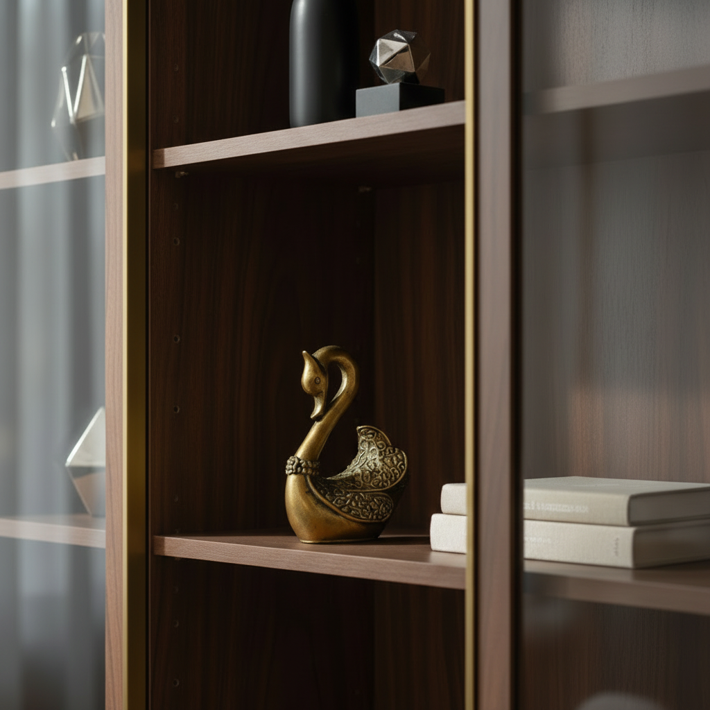 Set of 2 Statues of Antique Golden Ducks