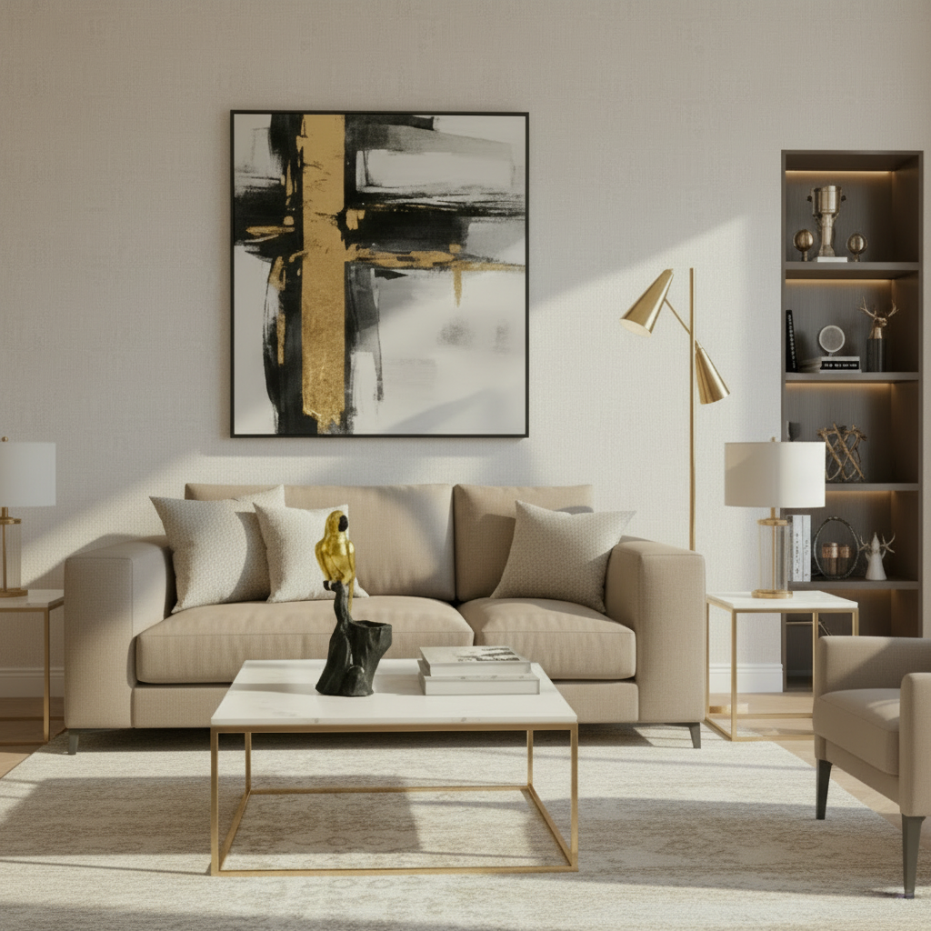 Golden Resin Parrot on Tree Stem