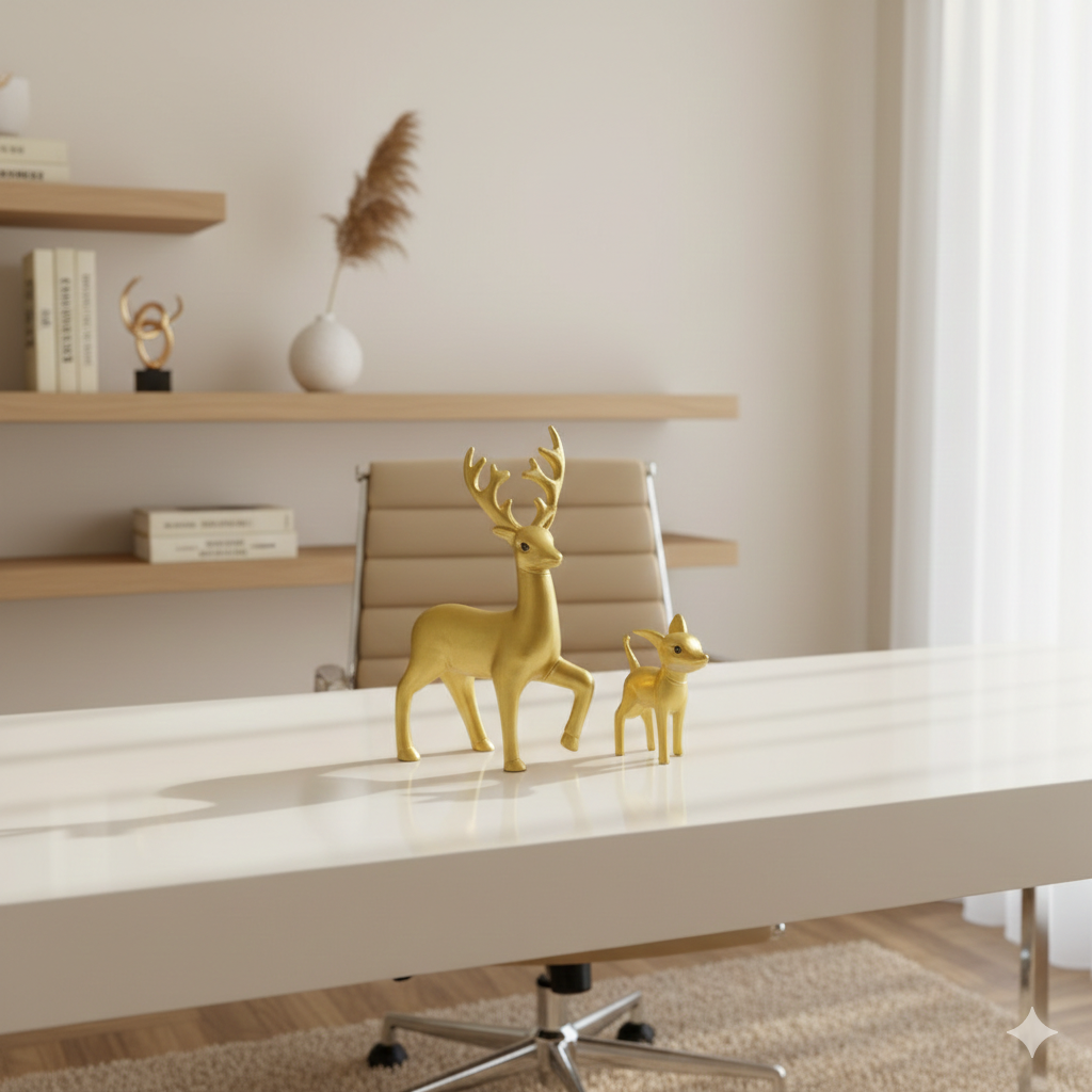 Golden Cute Deer Mother & Child (2 Pieces in Set)
