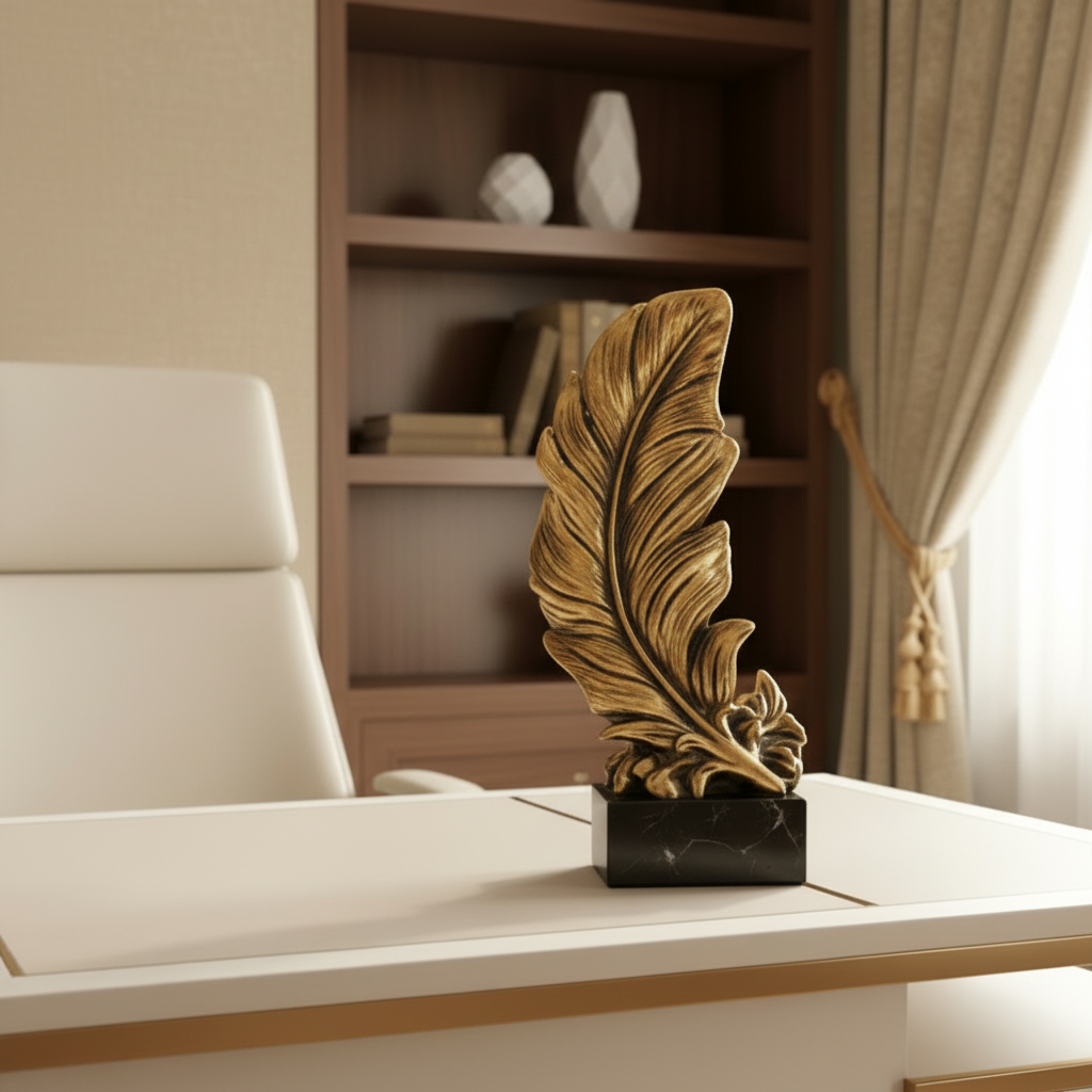 Golden-Black Vintage look Feather Sculpture