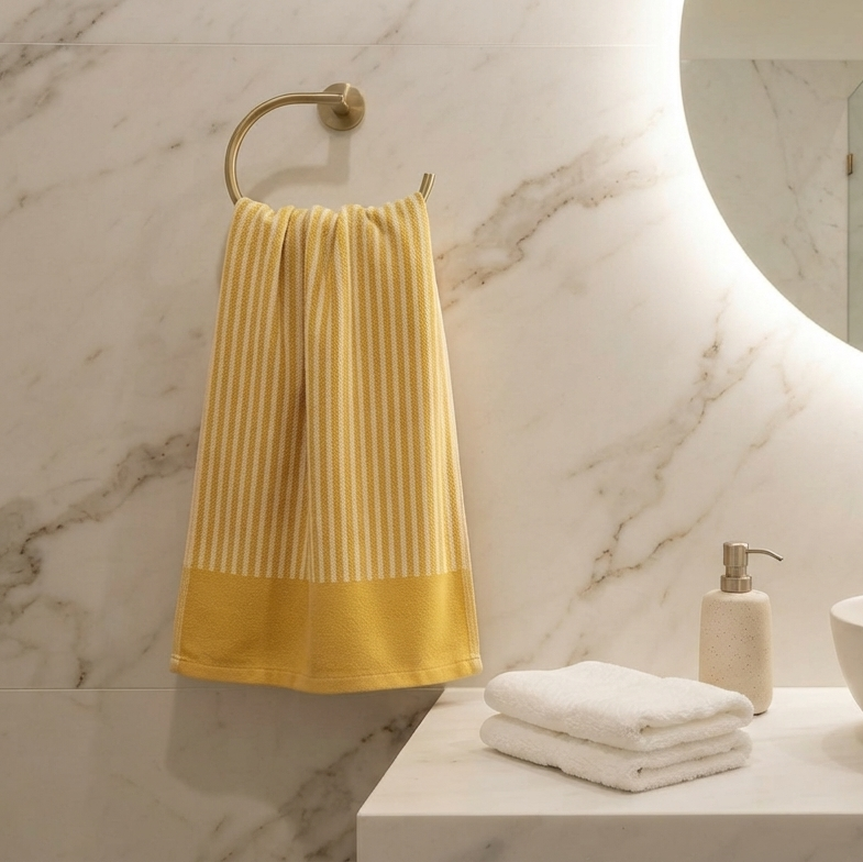Premium Quality Yarn Dyed Jacquard Towel (Yellow Stripes)
