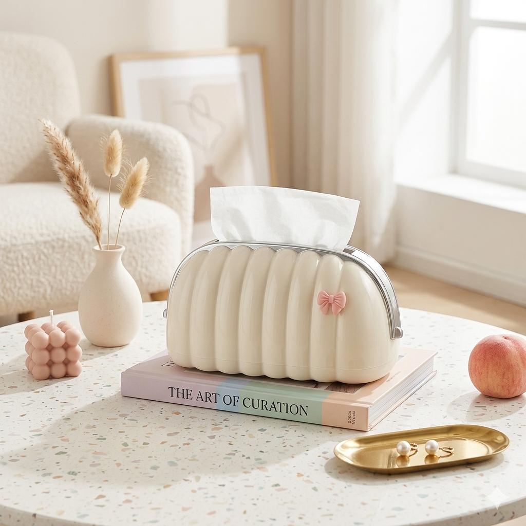 White Shell Shaped Tissue Box