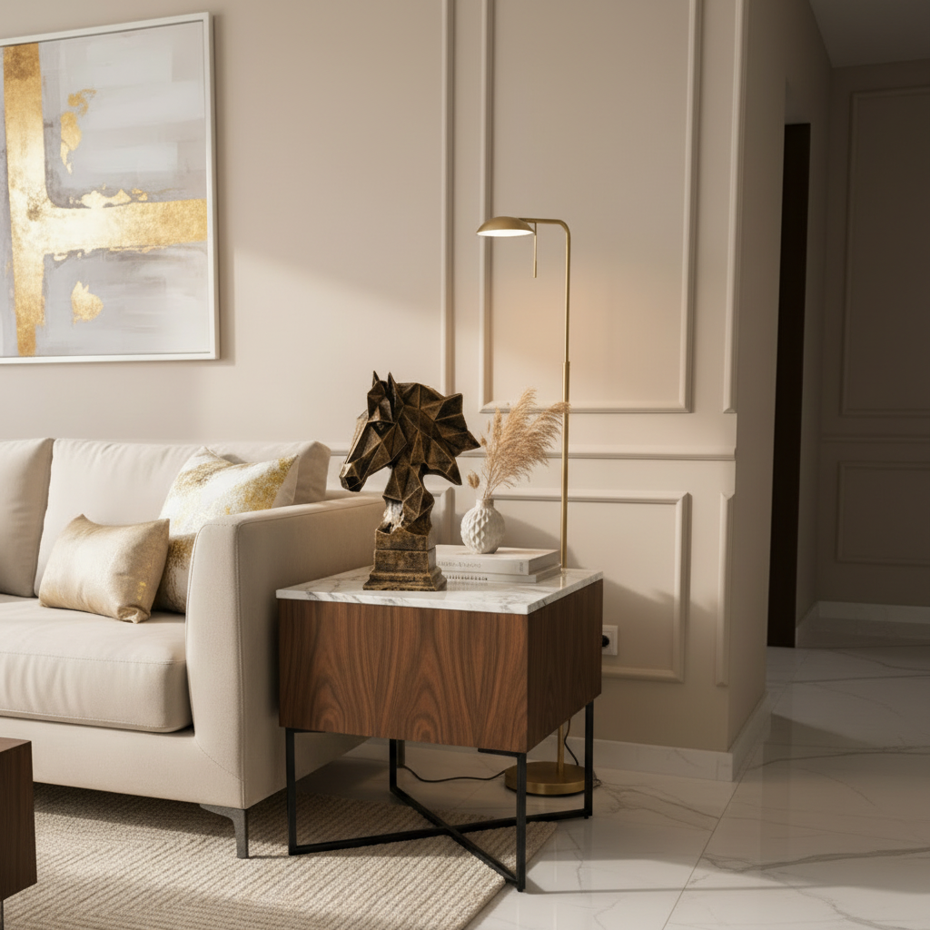 Antique Golden Cubic Horse Head Sculpture