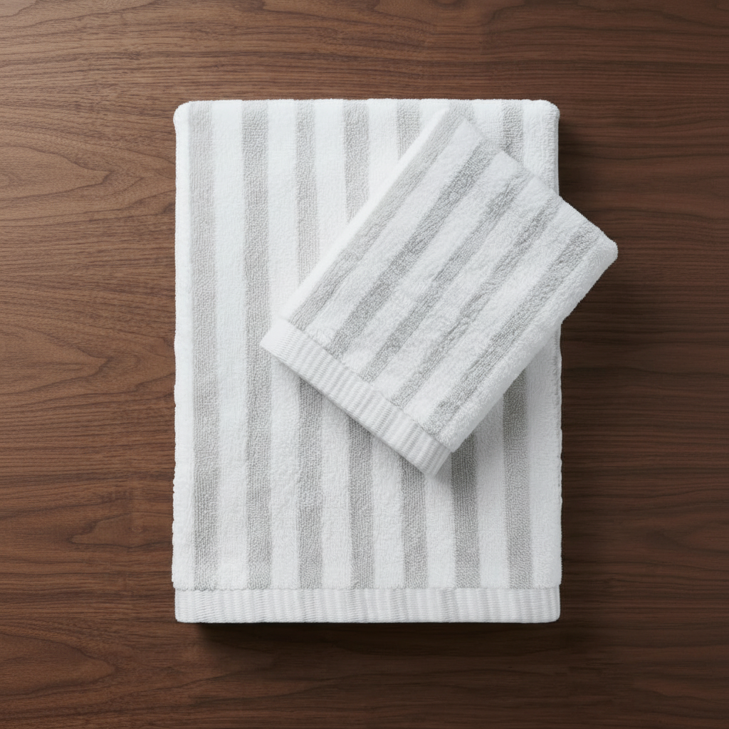 2-Pcs Embroidered White Towels Set (01 Bath Towel & 01 Hand Towel)