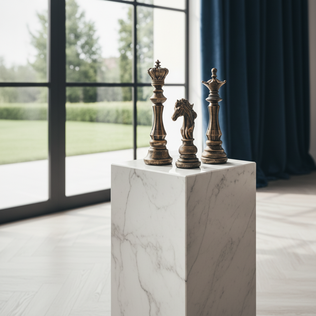 Elegant Chess Sculpture Set – King, Queen & Knight (Set of 3)