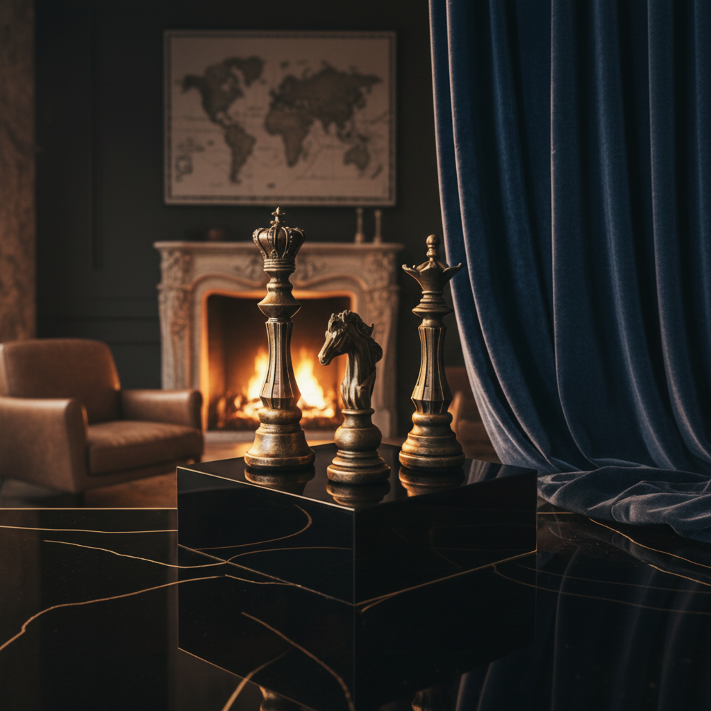 Elegant Chess Sculpture Set – King, Queen & Knight (Set of 3)