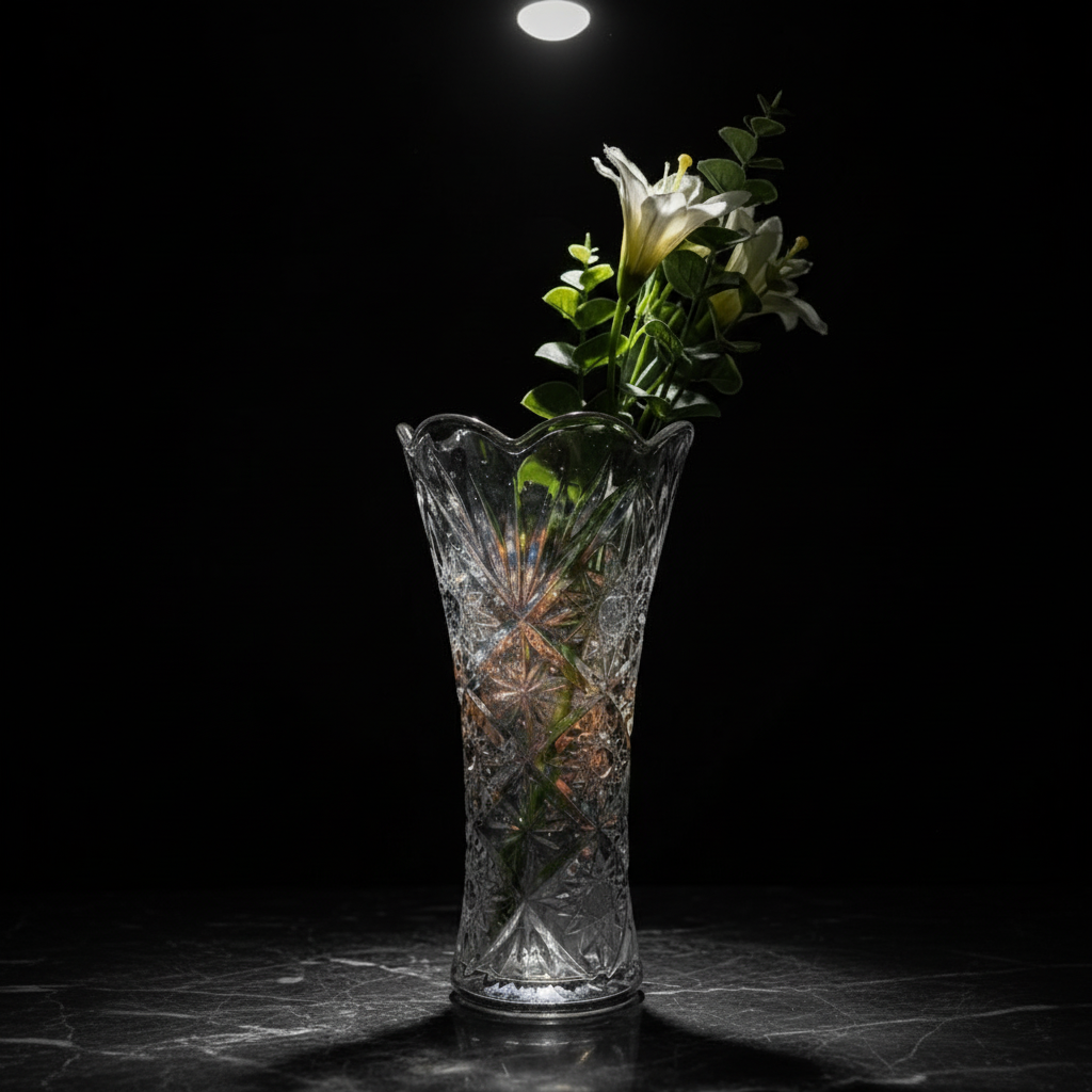 Crystal Transparent Glass Vase (without Flowers)