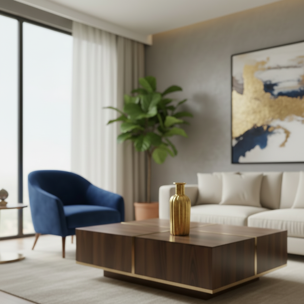 Golden Resin Vase Bottle Shape - Vertical Lines (without Flowers)