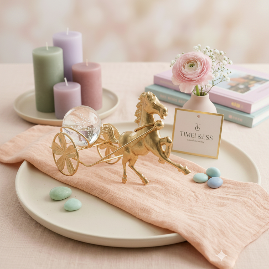 Crystal Ball on a Classic Golden metallic Horse Cart