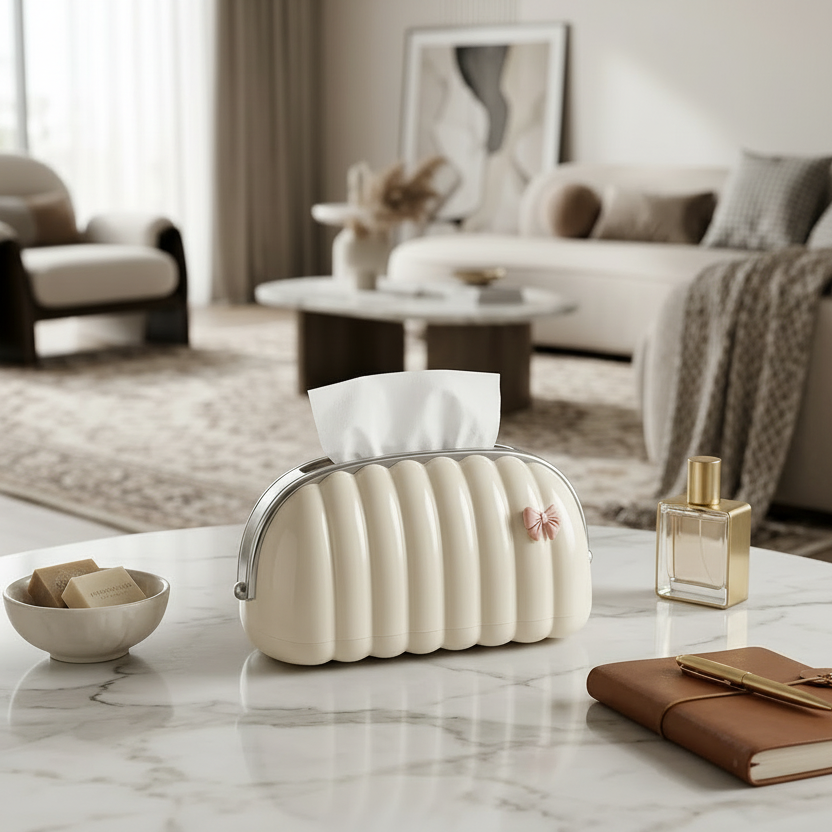 White Shell Shaped Tissue Box