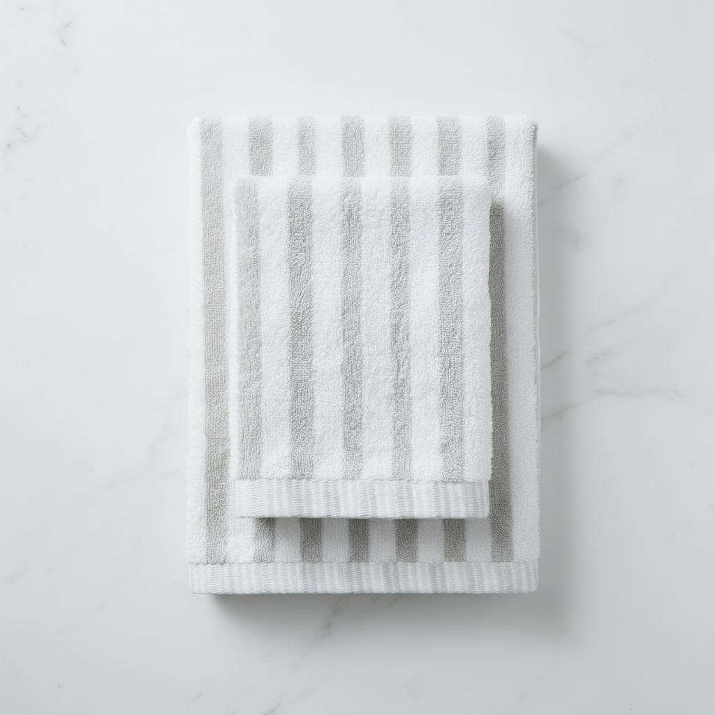 2-Pcs Embroidered White Towels Set (01 Bath Towel & 01 Hand Towel)