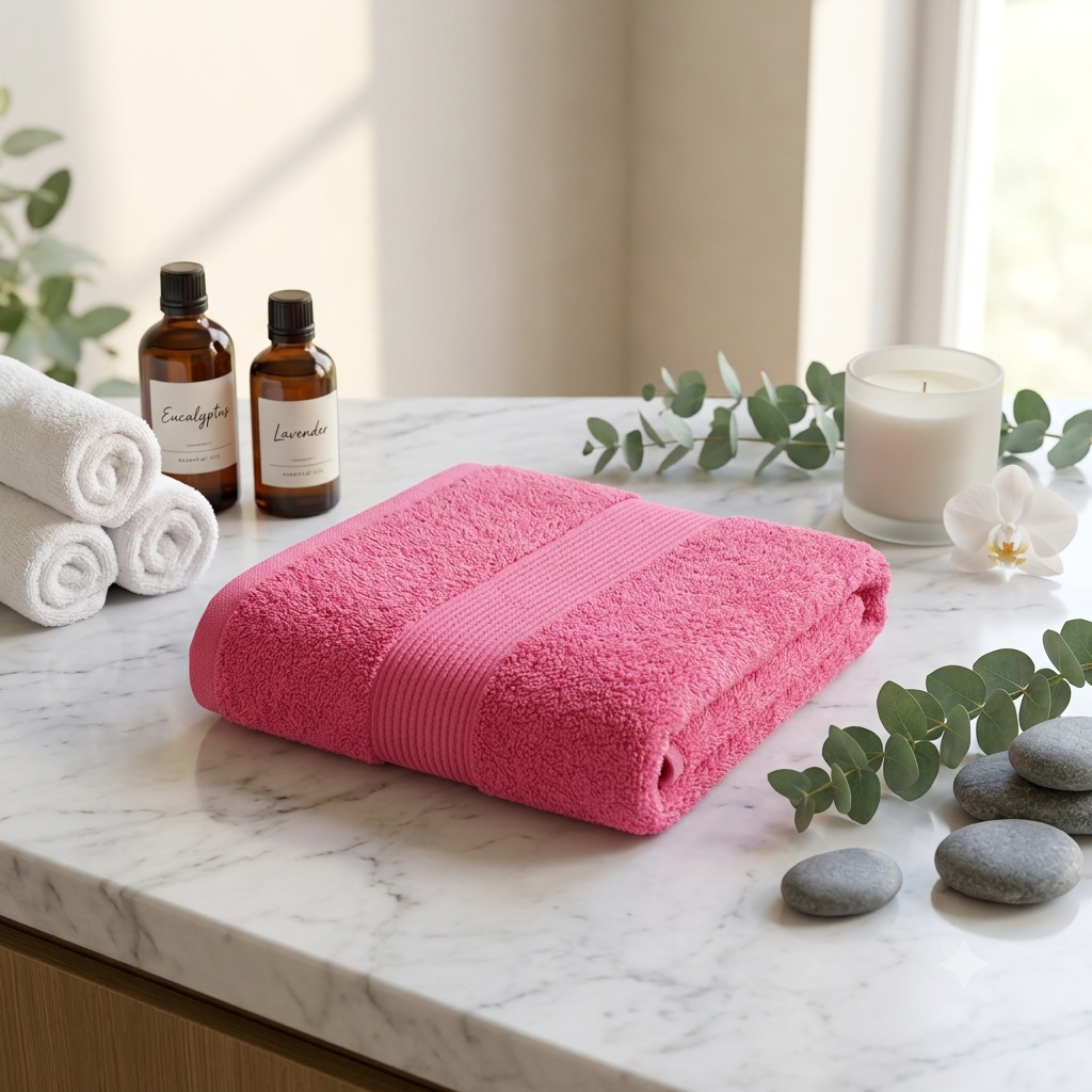 Premium Quality Dyed Bath Towel (Hot Pink)