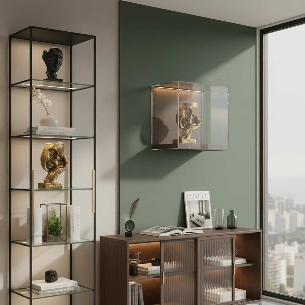 Golden-Black Vintage look Silent Face Sculpture with Hand on Ear & Cheek