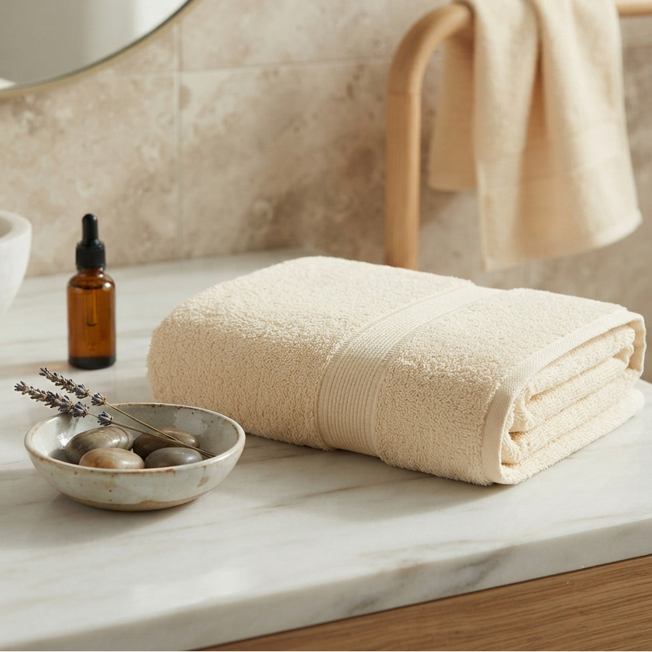 Premium Quality Dyed Bath Towel (Cream)