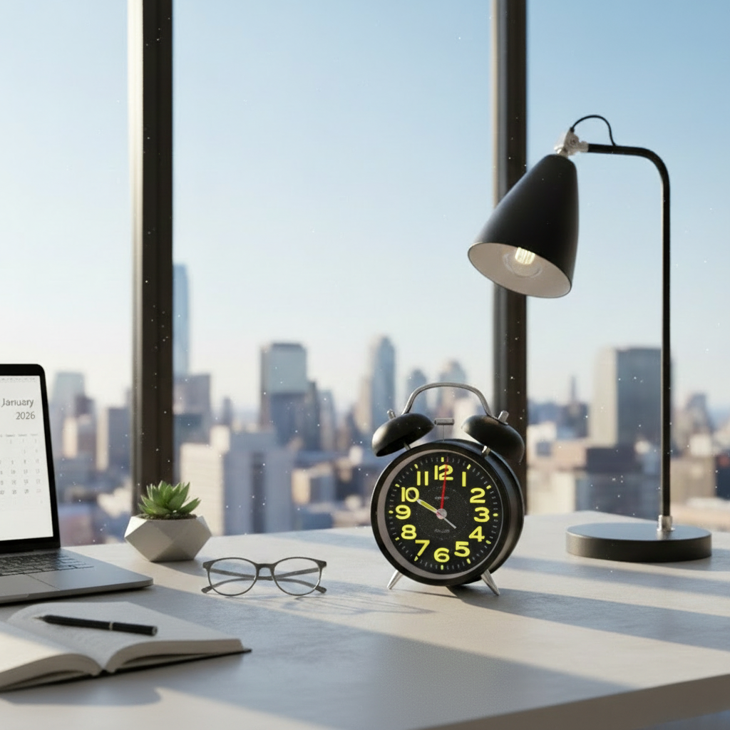 Black Metallic Vintage Mechanical Alarm Clock with Loud Alarm