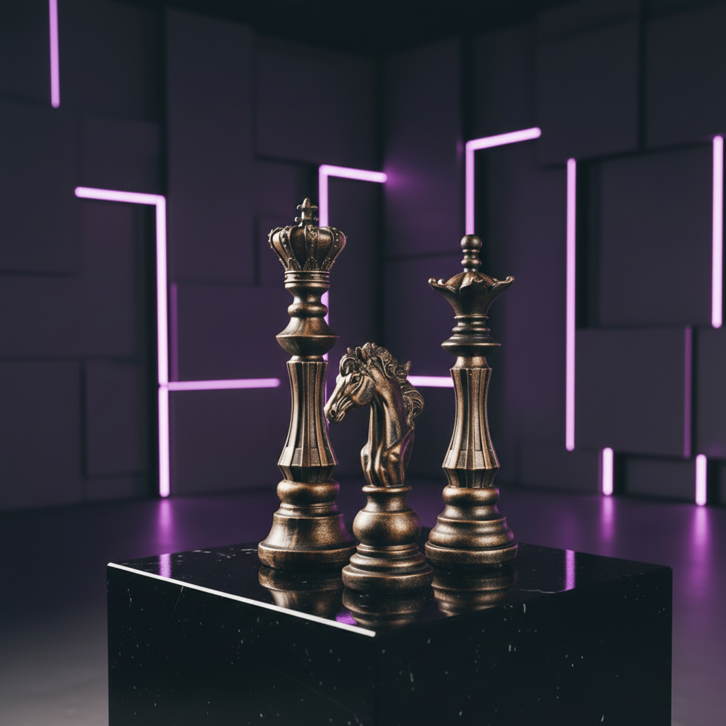 Elegant Chess Sculpture Set – King, Queen & Knight (Set of 3)