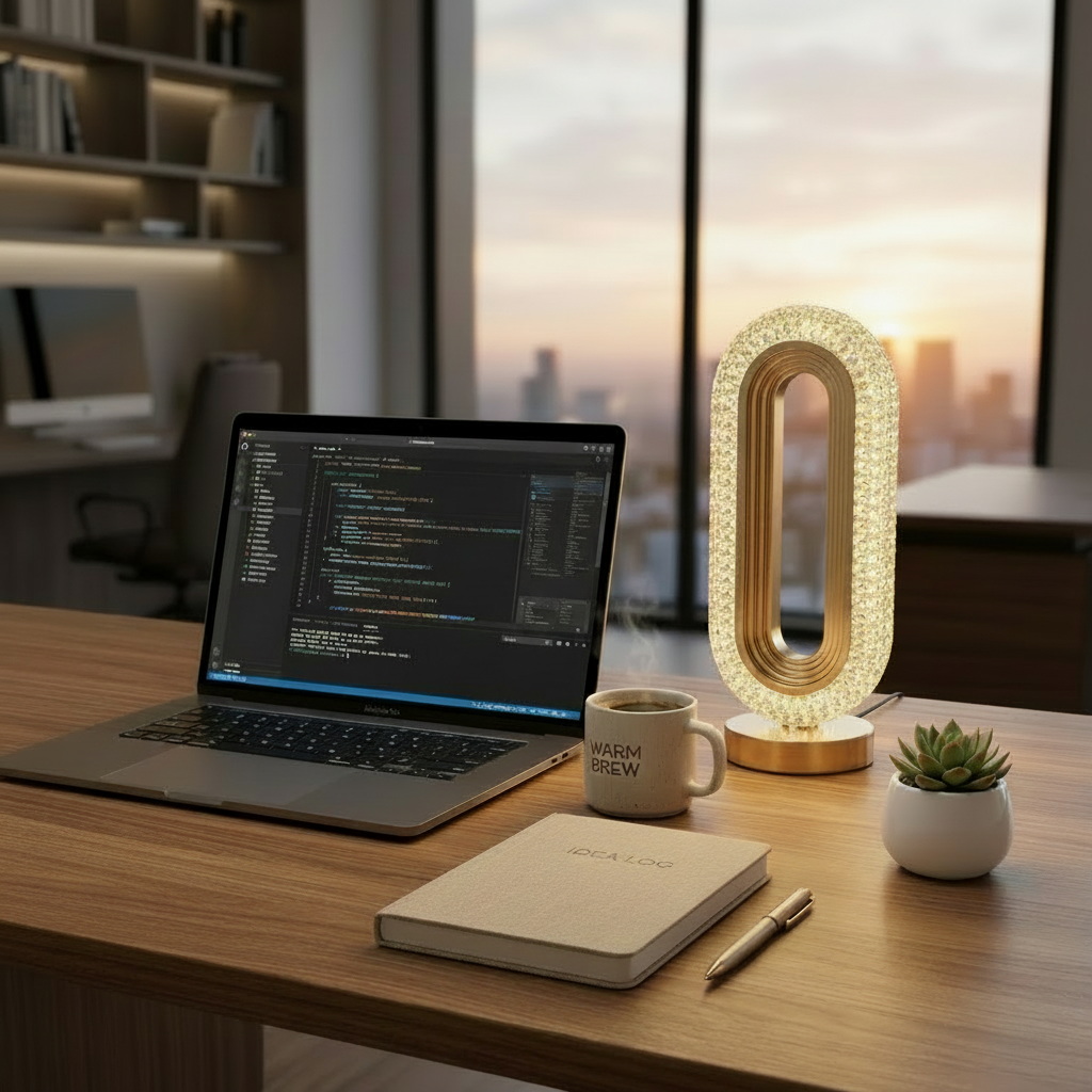 Golden LED Desk Lamp – 3 Light Colours, Portable, Rechargeable, Touch Sensor