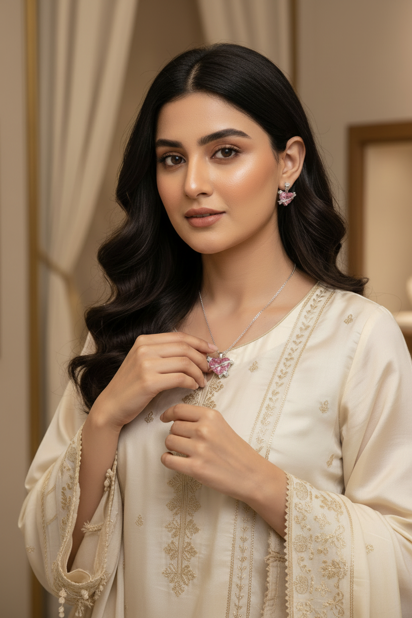 3-Pieces Set of Sterling Silver Heart Shaped Locket with Earrings in Gift Packing