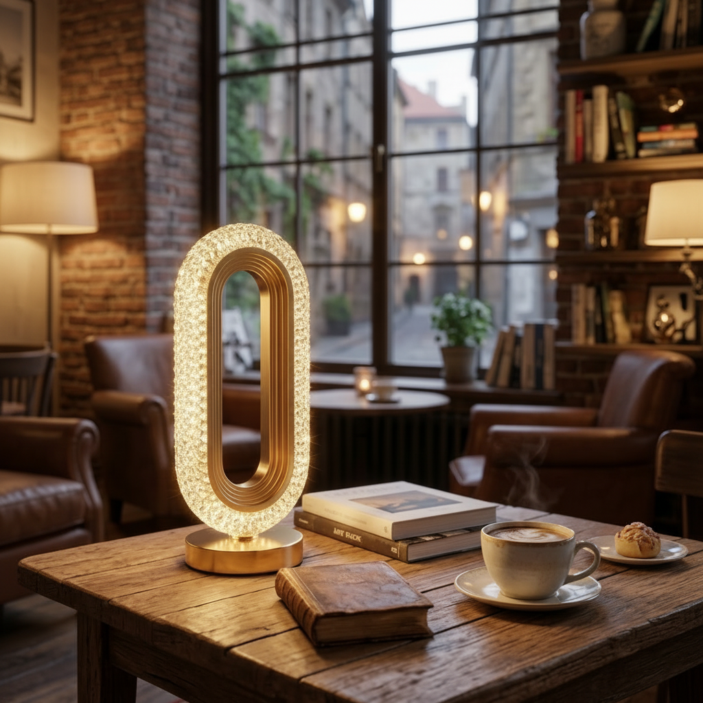 Golden LED Desk Lamp – 3 Light Colours, Portable, Rechargeable, Touch Sensor