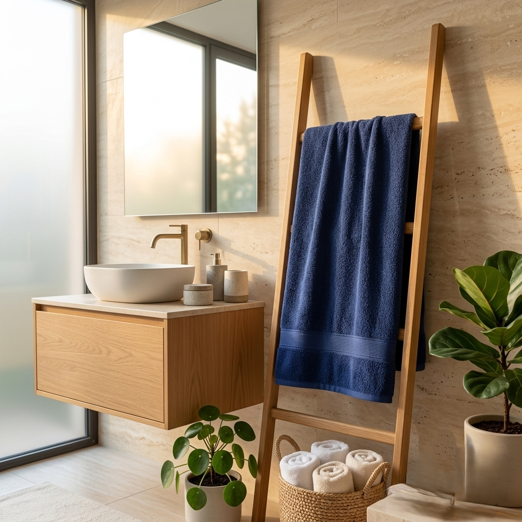 Premium Quality Dyed Bath Towel (Navy Blue)