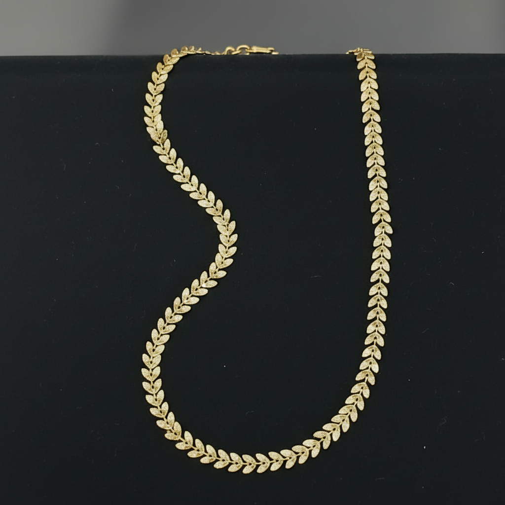 Trendy Golden Leaf Shape Chain in Gift Packing