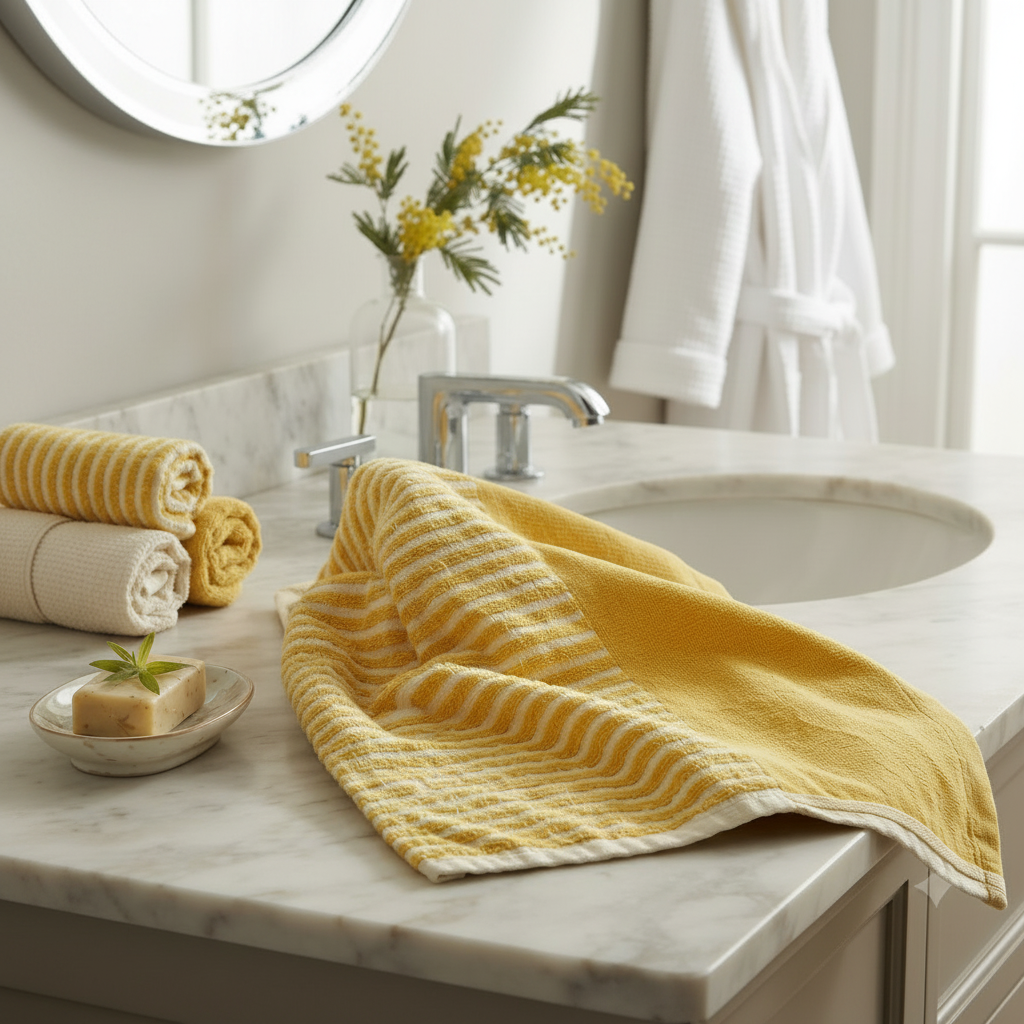 Premium Quality Yarn Dyed Jacquard Towel (Yellow Stripes)