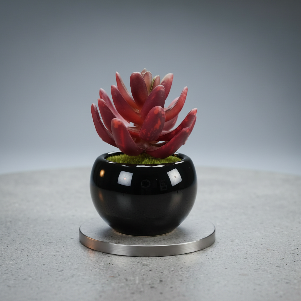 Black Ceramics Pot with artificial Plant