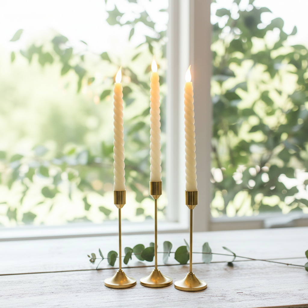 Set of 3 Golden Metallic Candle Holders (without Candles)