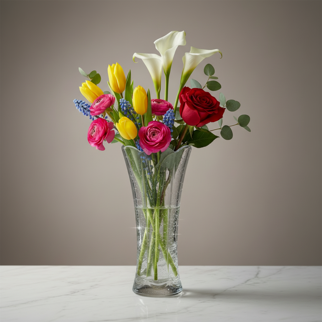 Crystal Transparent Glass Vase (without Flowers)
