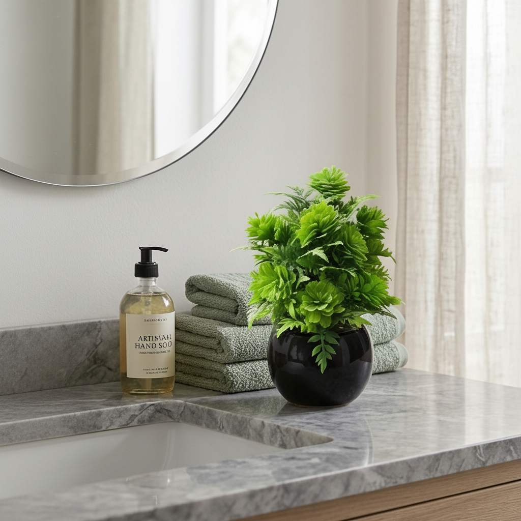 Black Ceramics Pot with artificial Plant