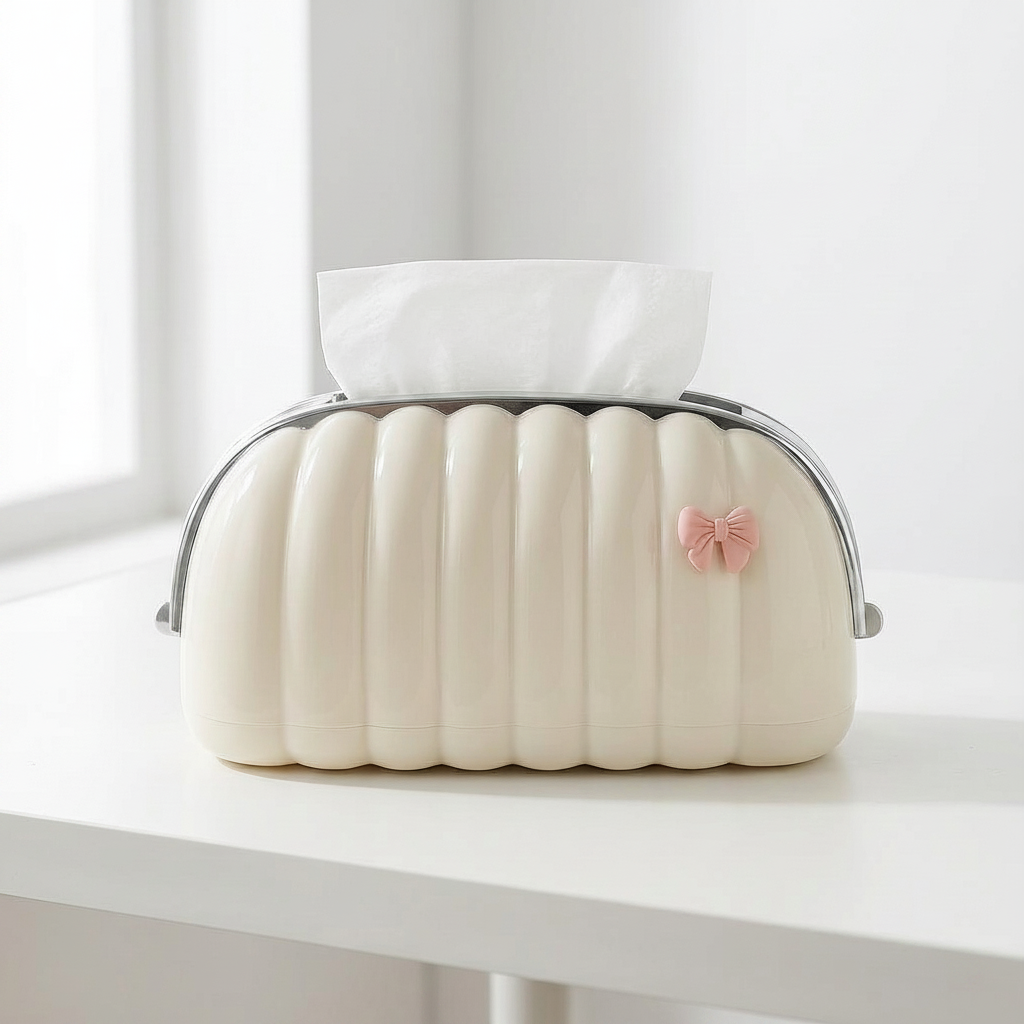 White Shell Shaped Tissue Box
