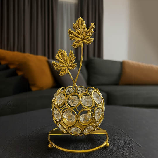 Golden Crystal Beaded Candle Holder (with LED Candle)