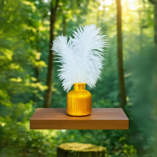 Golden Hand Crafted Vase with Feathers