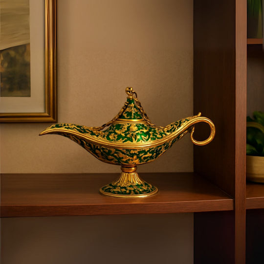 Golden-Green Metallic Aladdin Genie Light Lamp