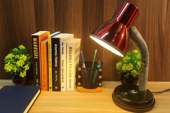 Classic Study Table Lamp with Versatile Flexible Neck (Red)
