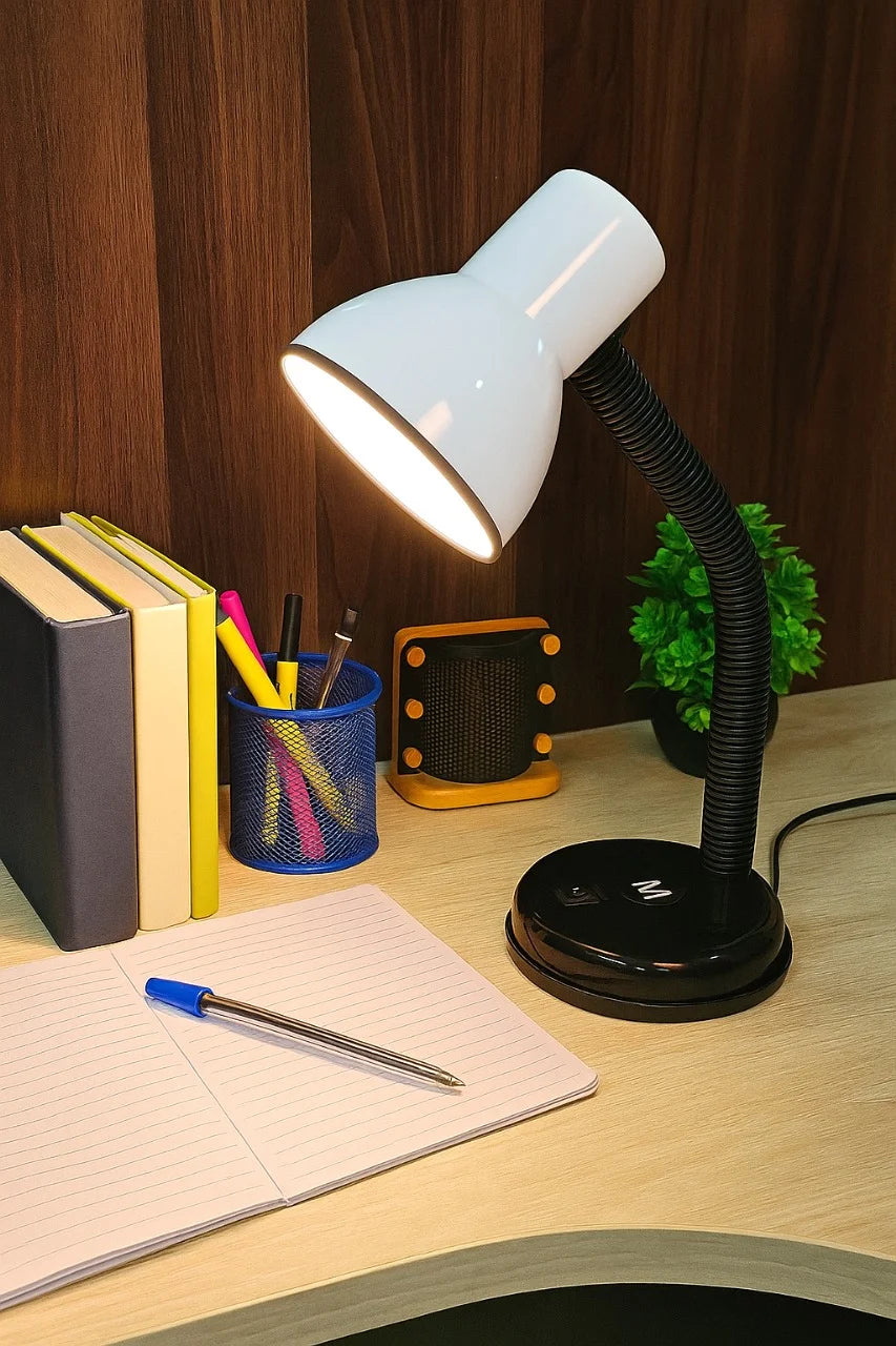 Classic Study Table Lamp with Versatile Flexible Neck (White)