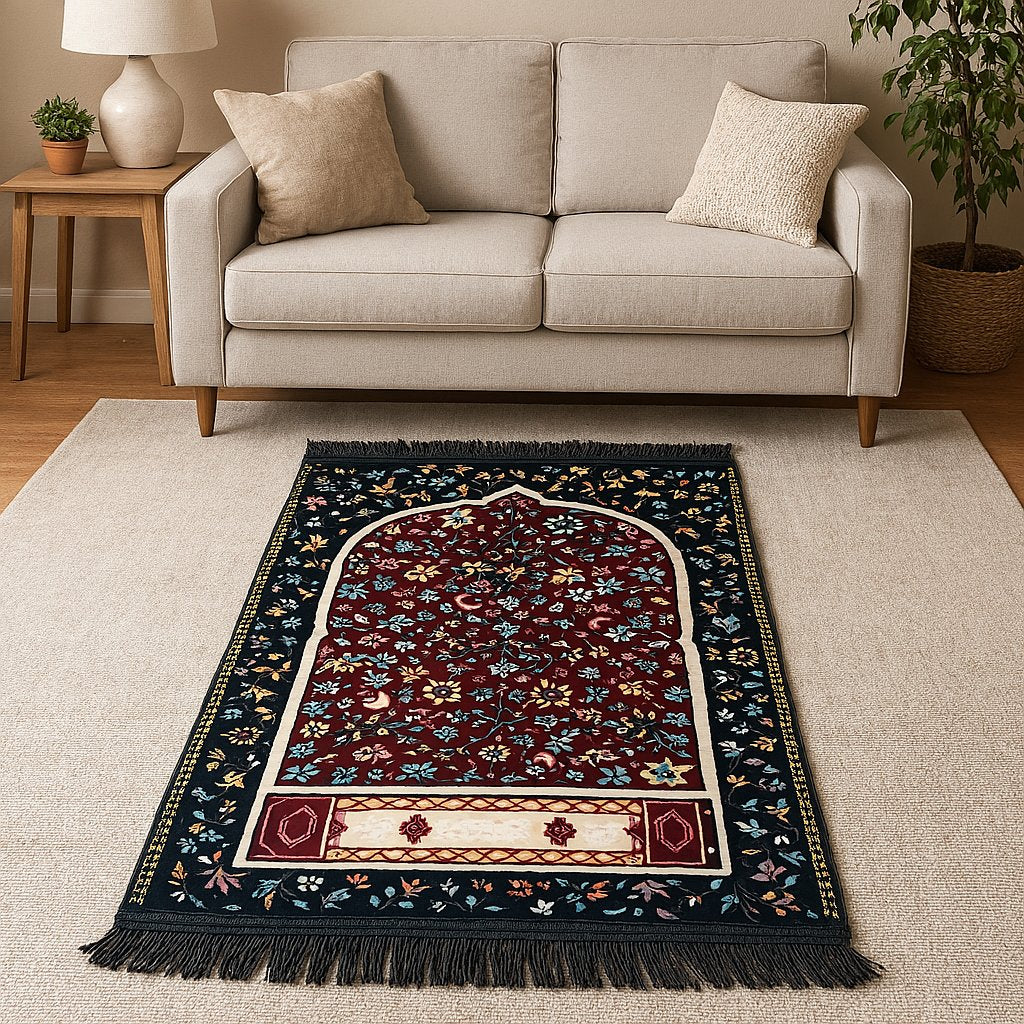 High quality Soft Velvet Quilted Prayer Rug (Jaye Namaz)