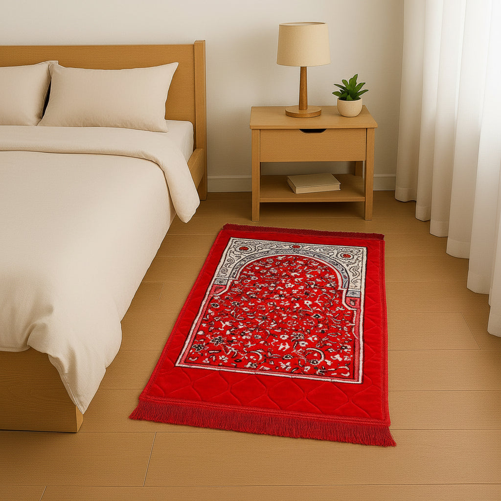 High quality Soft Velvet Quilted Prayer Rug (Jaye Namaz)