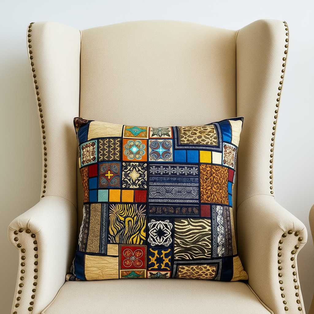 Pack of 2 Cushion Covers of Digital Printed Multi Colour Patterns in Checks (Without Filling)