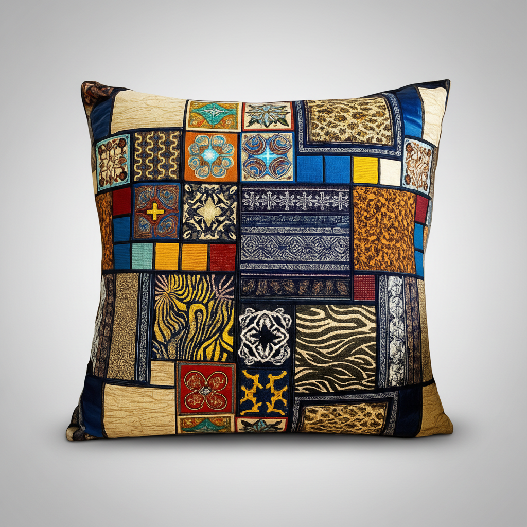 Pack of 2 Cushion Covers of Digital Printed Multi Colour Patterns in Checks (Without Filling)