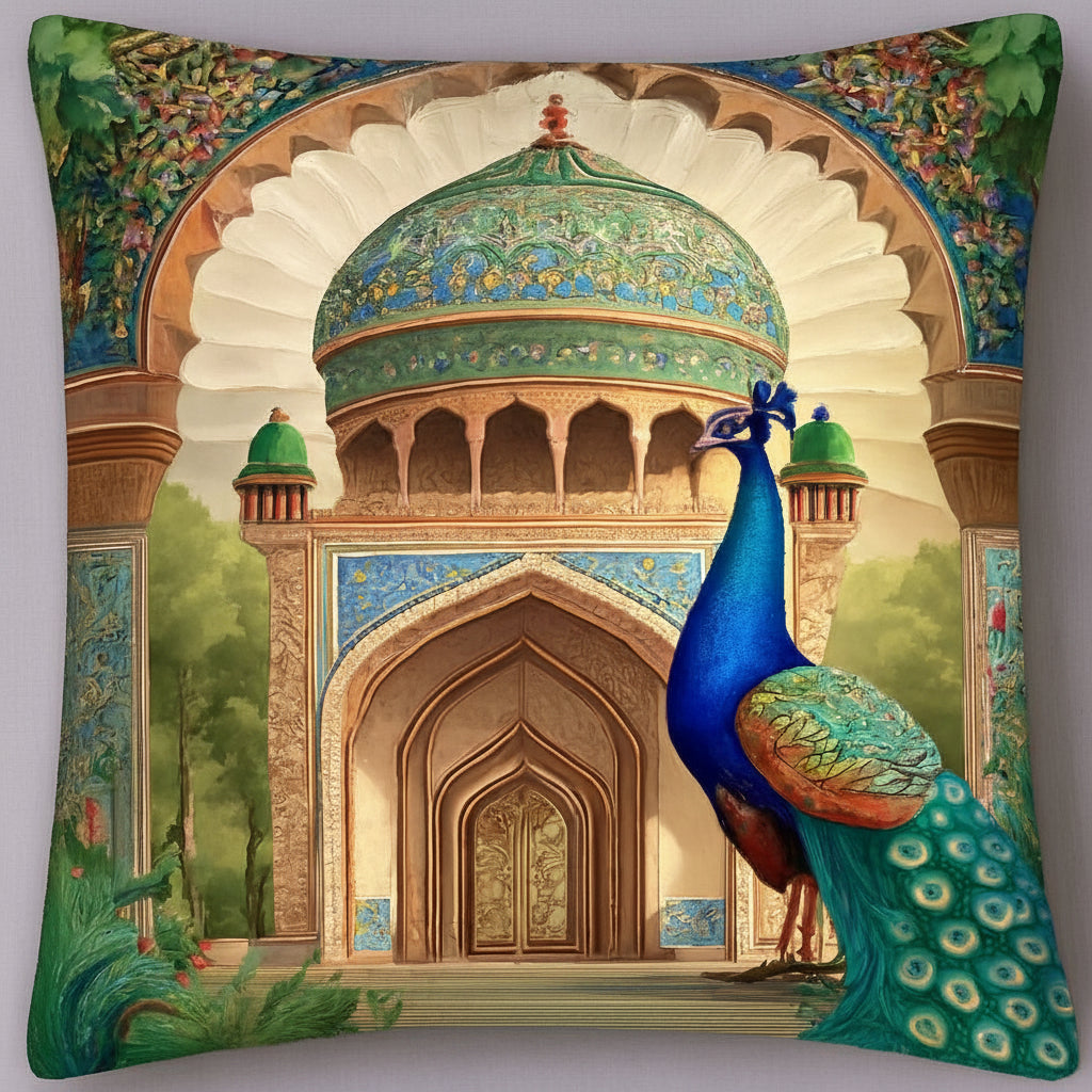 Pack of 2 Cushion Covers of Digital Printed Mughal Garden (Without Filling)