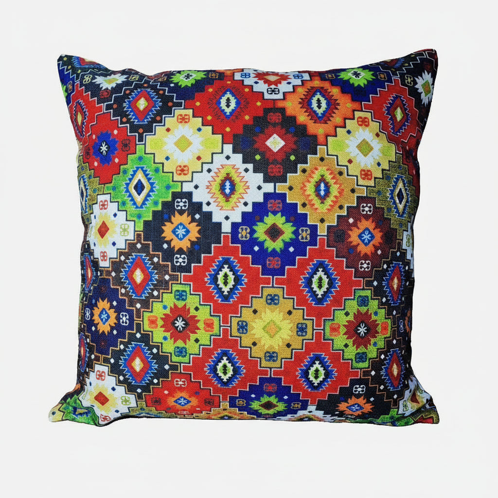 Pack of 2 Cushion Covers of Digital Printed Geometric Check Design (Without Filling)