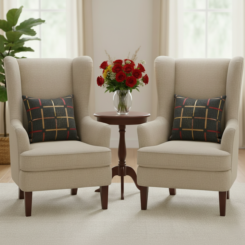 Pack of 2 Cushion Covers of Black Velvet Check Design (Without Filling)