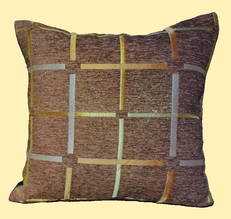 Pack of 2 Cushion Covers of Brown Velvet Check Design (Without Filling)