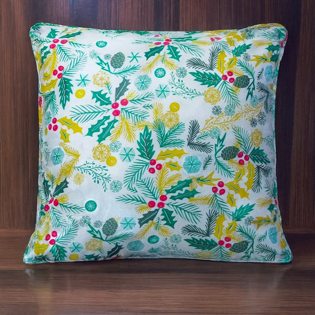 Pack of 2 Cord Piped Cushion Covers of Cotton Panama Printed Fabric (Without Filling)