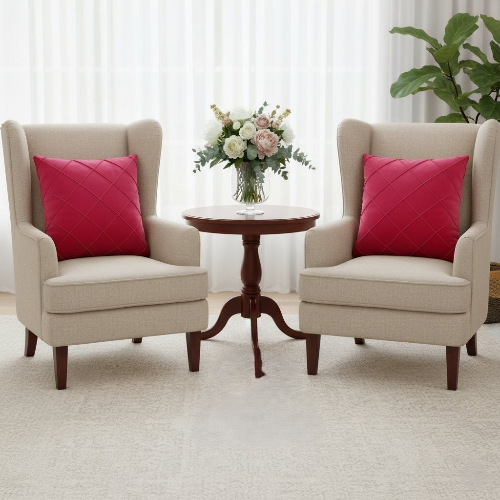 Pack of 2 Velvet Decorative Diamond Pleated Cushion Covers – Maroon (Without Filling)